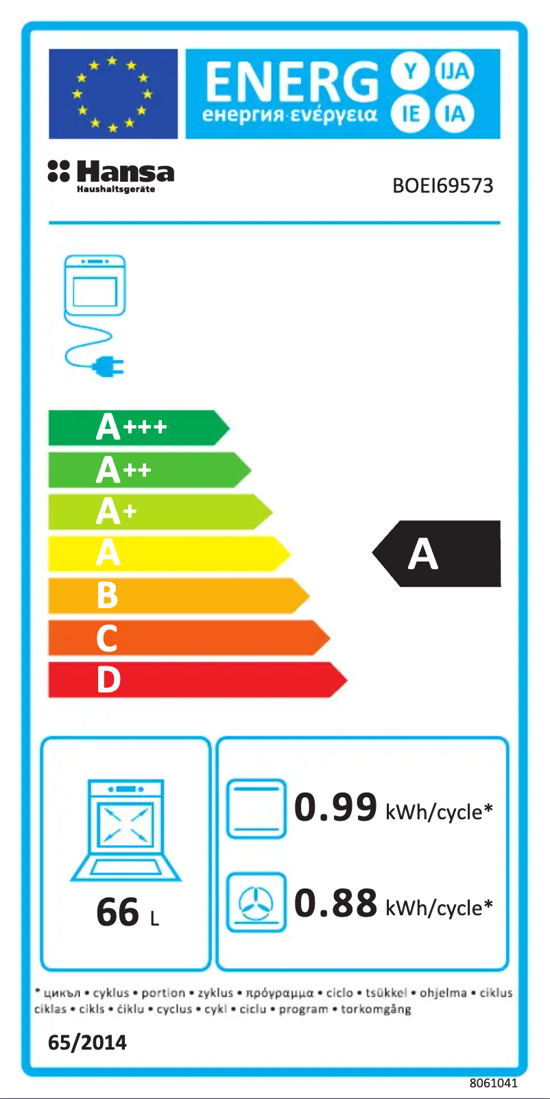 Page 1 de la notice Manuel utilisateur Hansa BOEI69573