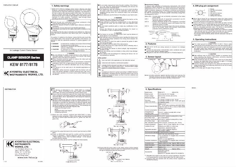 Page 1 de la notice Manuel utilisateur Kyoritsu KEW 8178