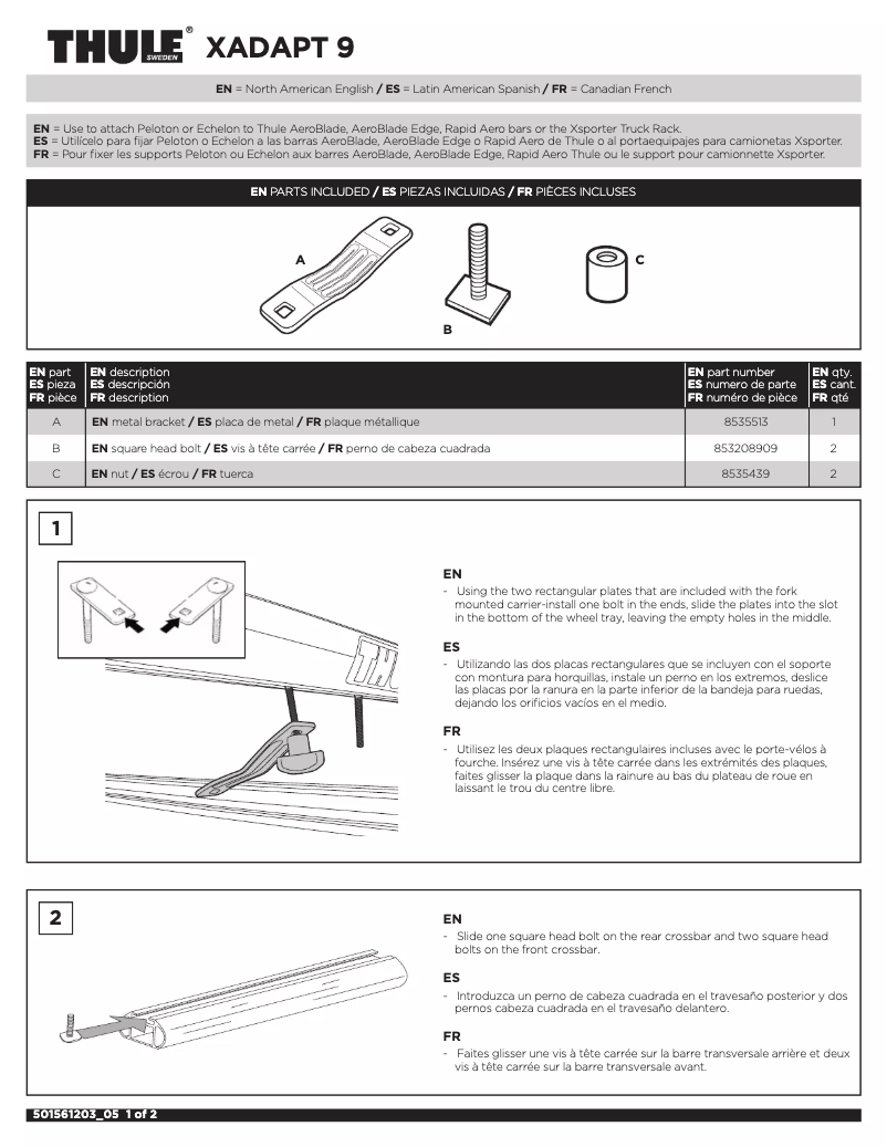 Page 1 de la notice Manuel utilisateur Thule XADAPT9