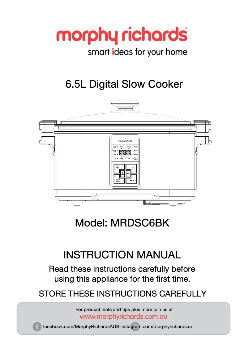 Page 1 de la notice Manuel utilisateur Morphy Richards MRDSC6BK