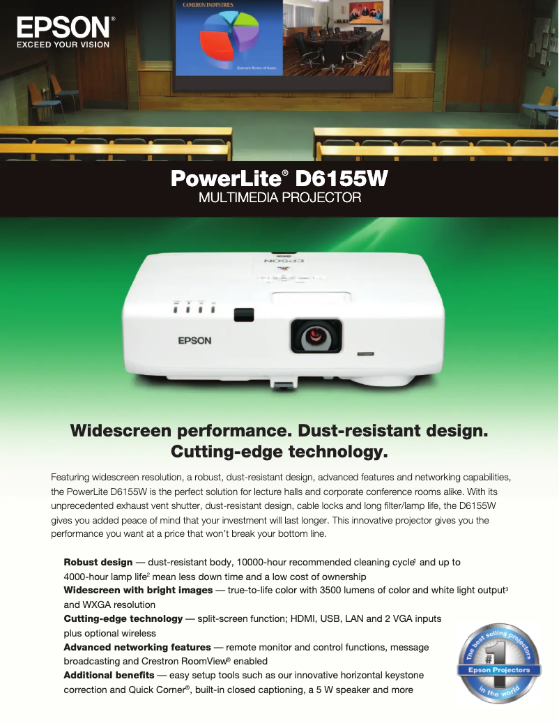 Image de la première page du manuel de l'appareil PowerLite D6155W