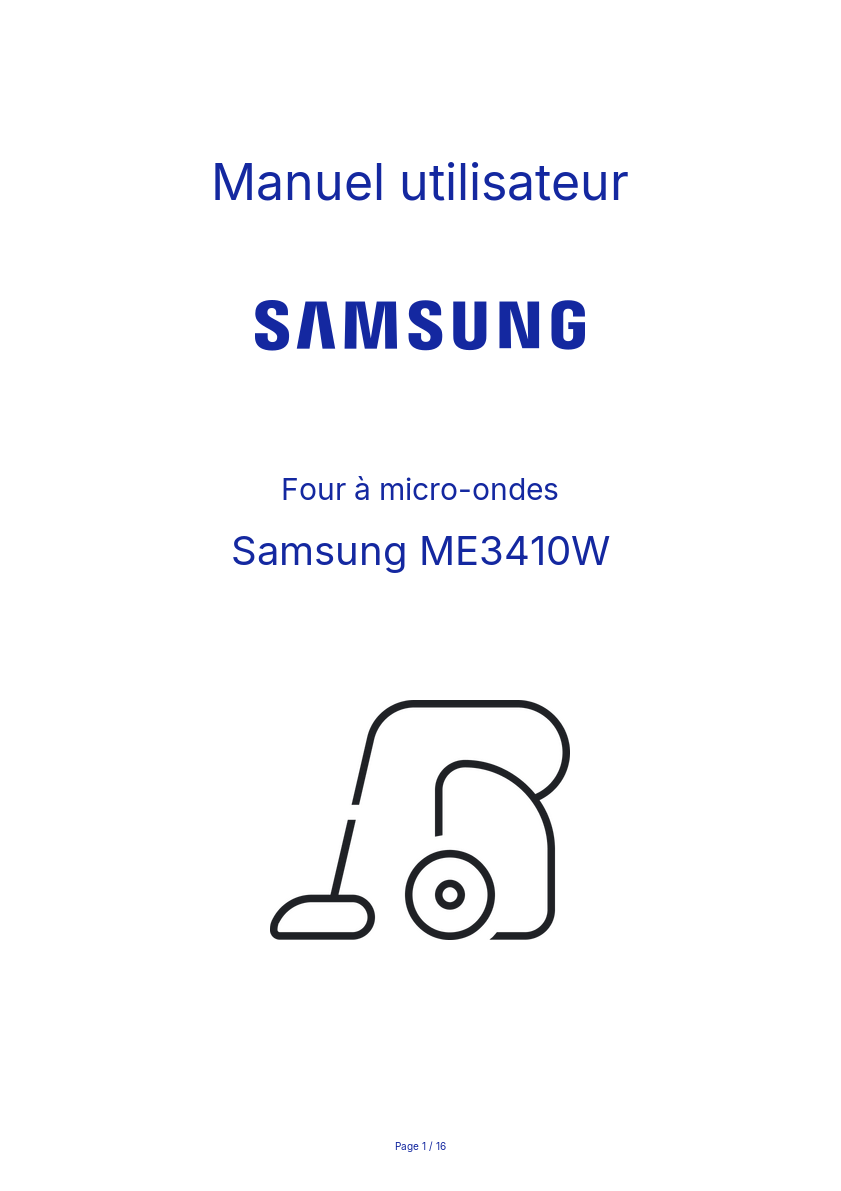 Page n°1 - Manuel utilisateur Samsung ME3410W