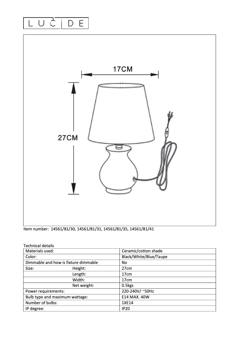 Image de la première page du manuel de l'appareil Mia 14561/81/35