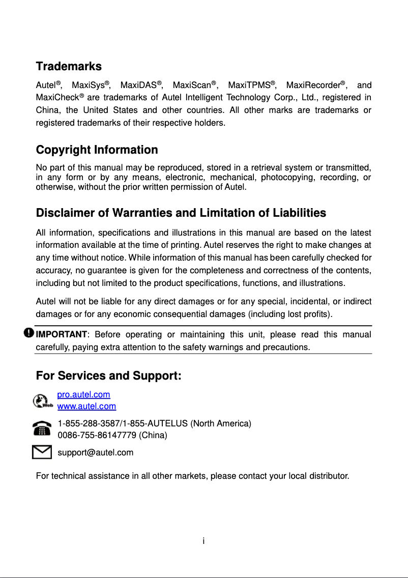 Page 1 de la notice Manuel utilisateur Autel MaxiCOM MK908
