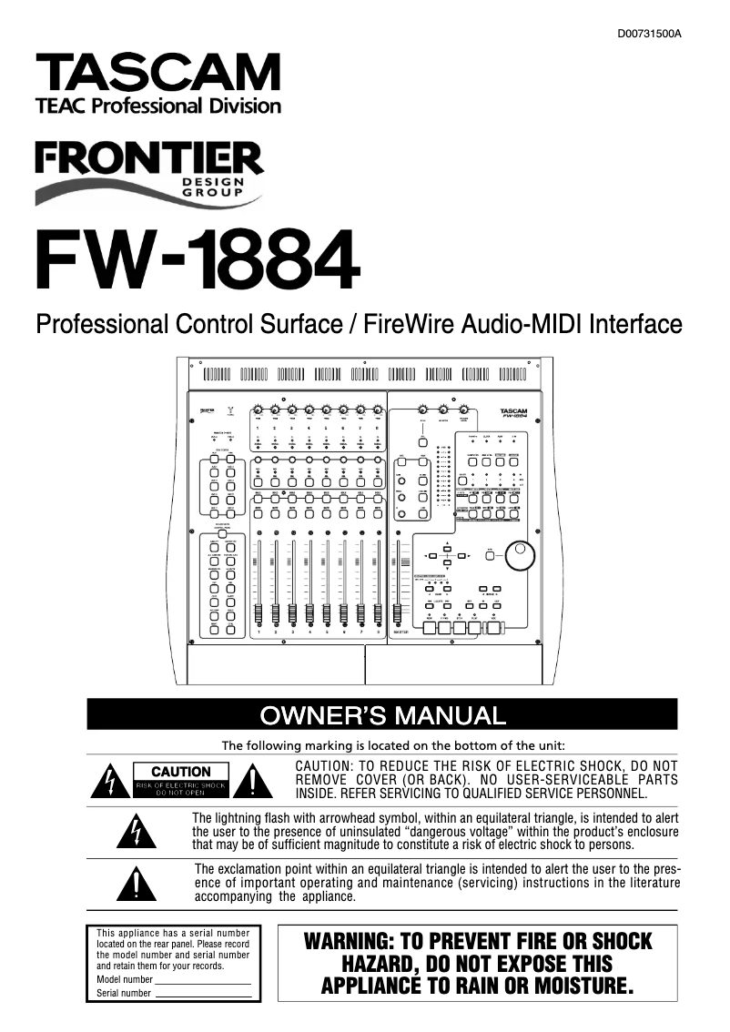 Page n°1 - Manuel utilisateur Tascam FW-1884