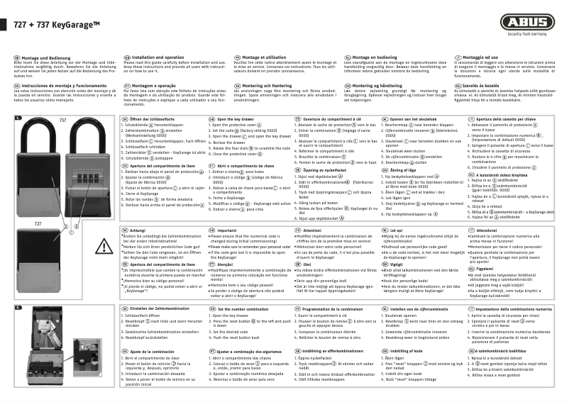 Page 1 de la notice Instructions / montage Abus KeyGarage 727