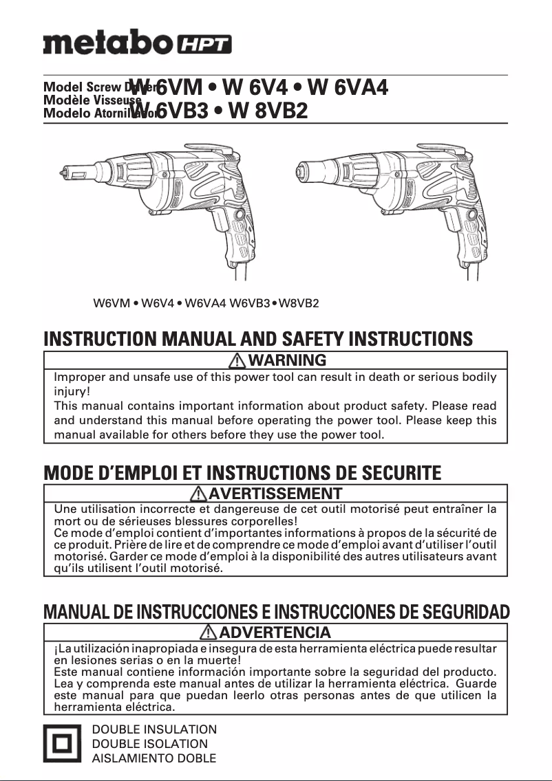 Página 1 del manual Manual de usuario Metabo W6VM