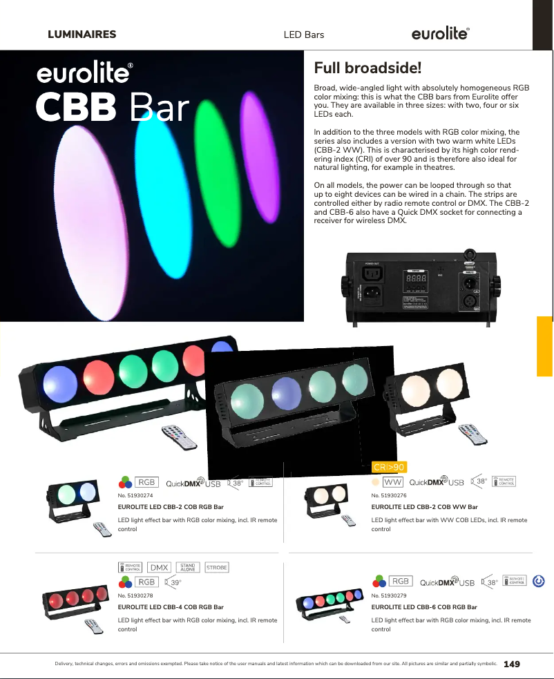 Page n°1 - Catalogue Eurolite LED CBB-6 COB RGB Bar