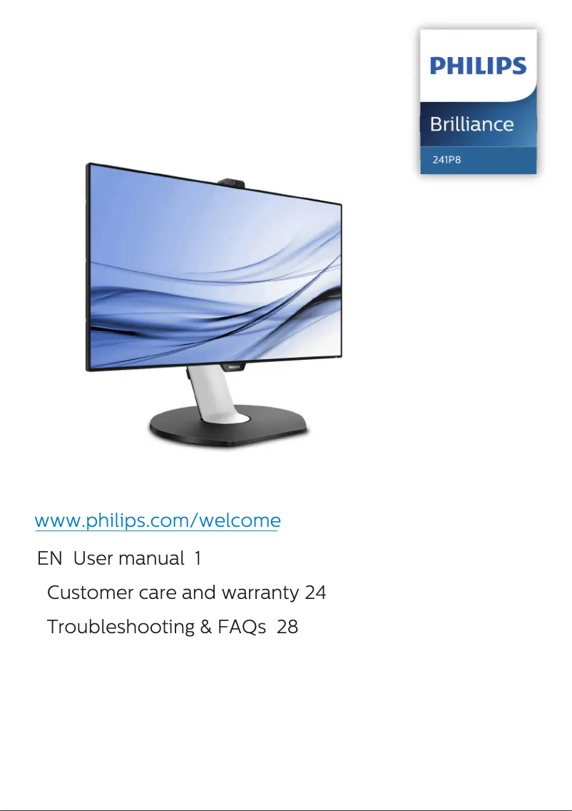 Page 1 de la notice Manuel utilisateur Philips Brilliance 241P8QPTKEB