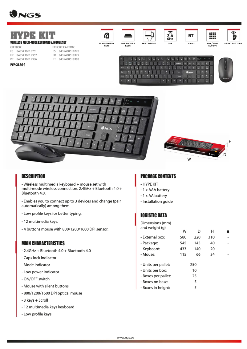 Page n°1 - Fiche technique NGS HYPE KIT