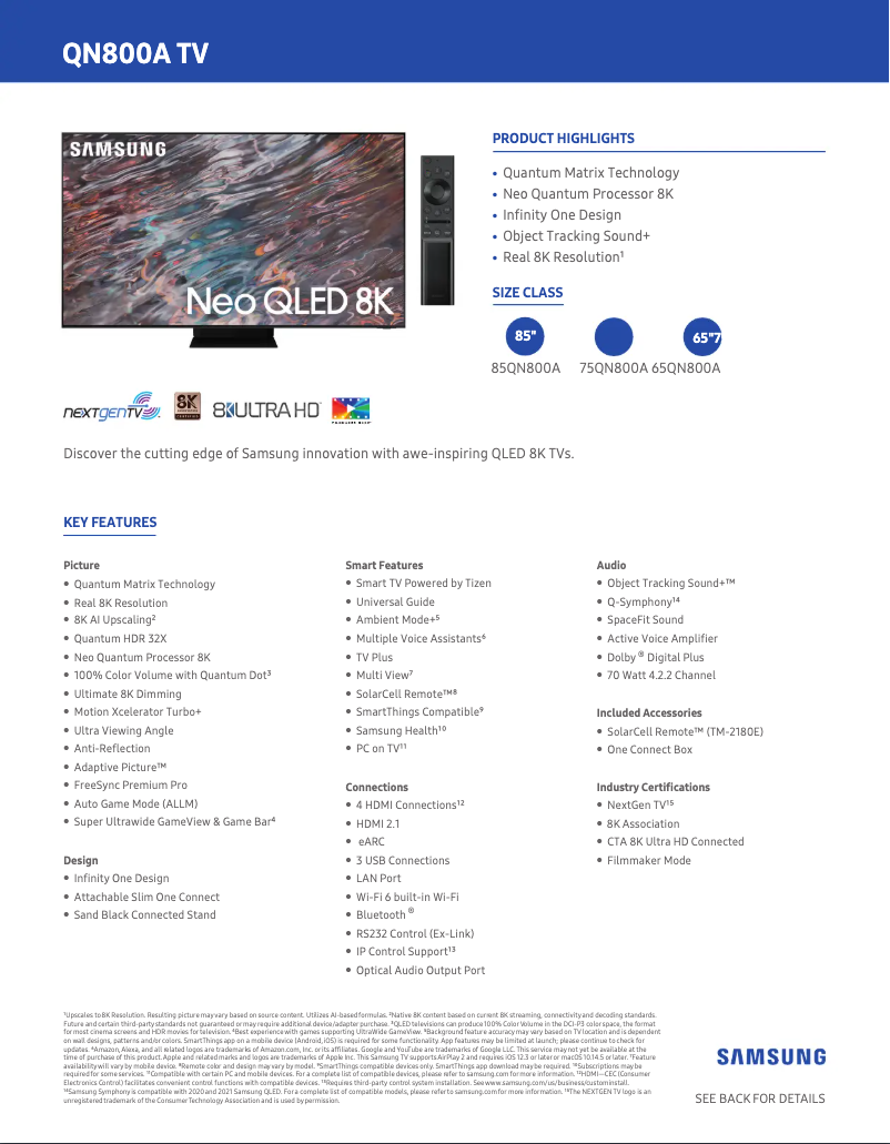 Image de la première page du manuel de l'appareil QN85QN800A