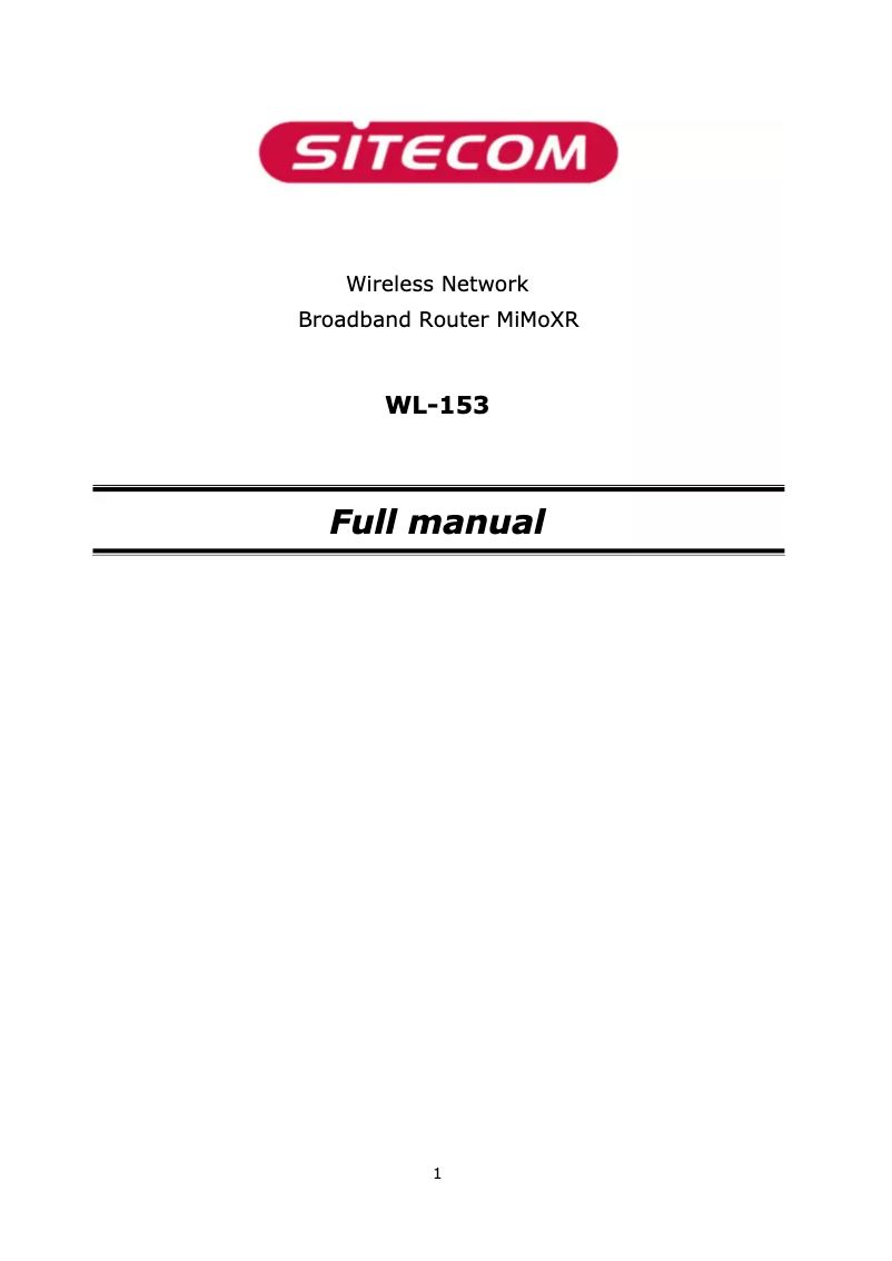 Page n°1 - Manuel utilisateur Sitecom WL-153