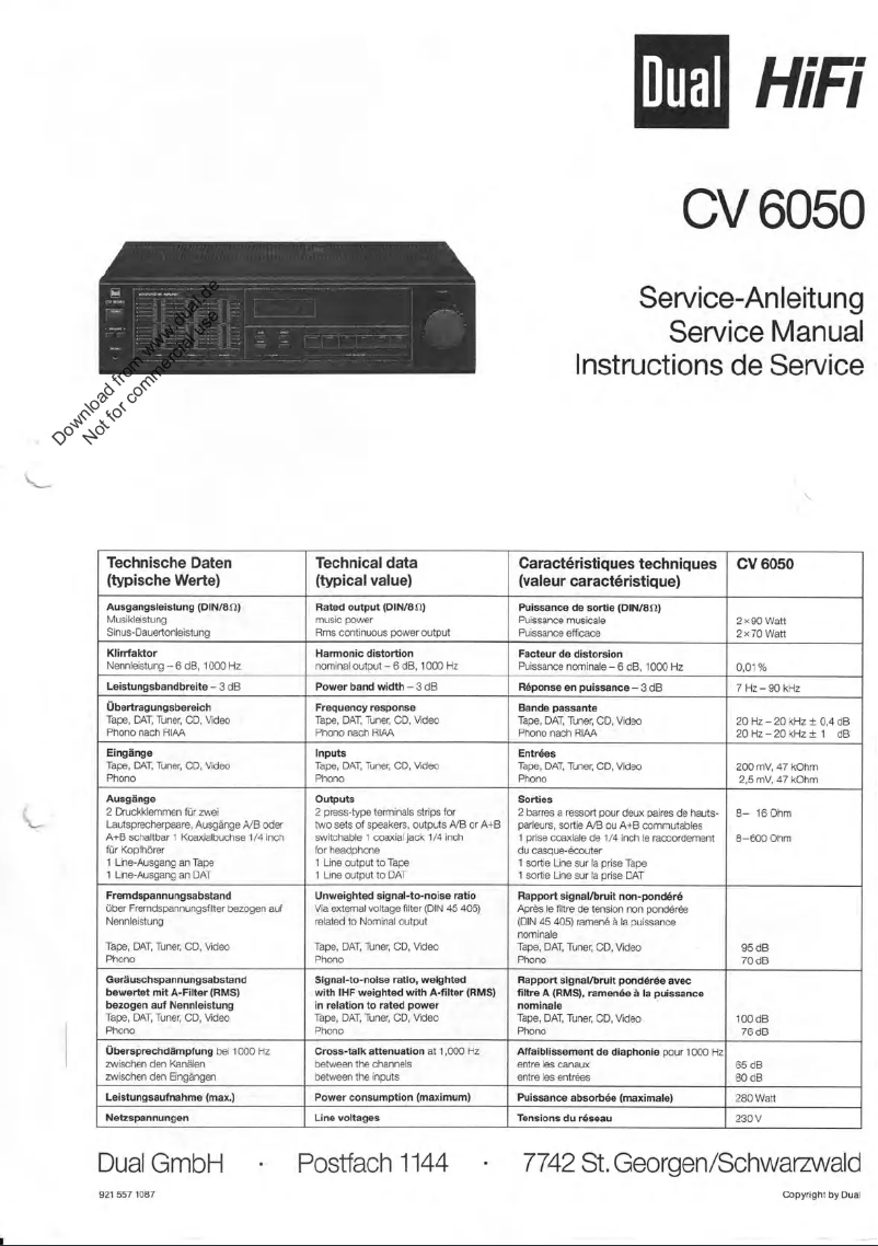 Page 1 de la notice Manuel utilisateur Dual CV 6050