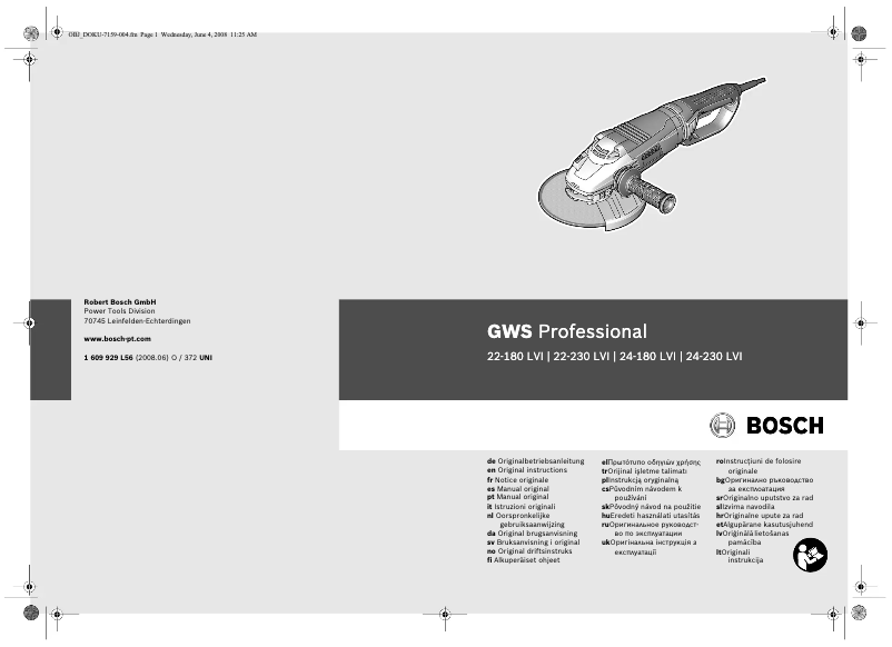 Page 1 de la notice Manuel utilisateur Bosch GWS 24-230 LV