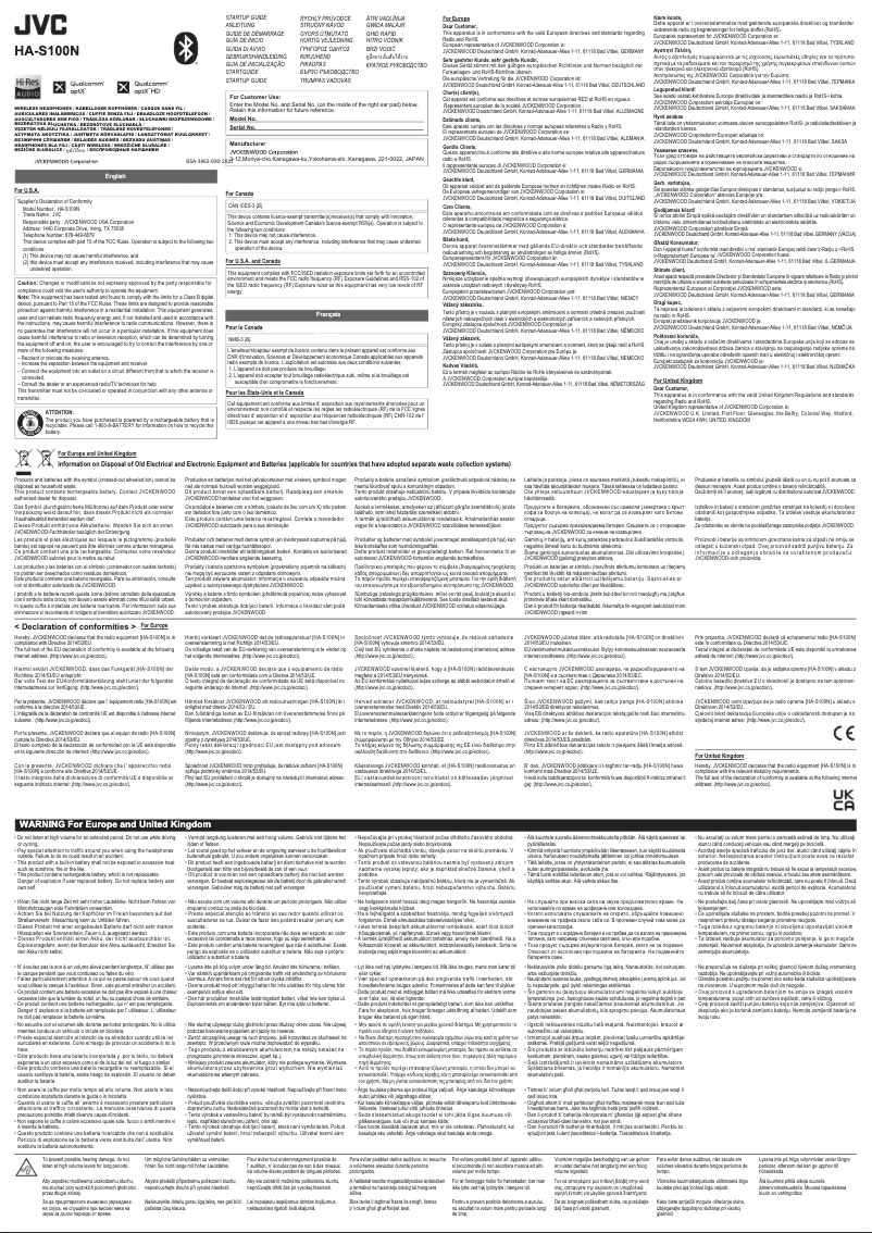 Page n°1 - Manuel utilisateur JVC HA-S100N