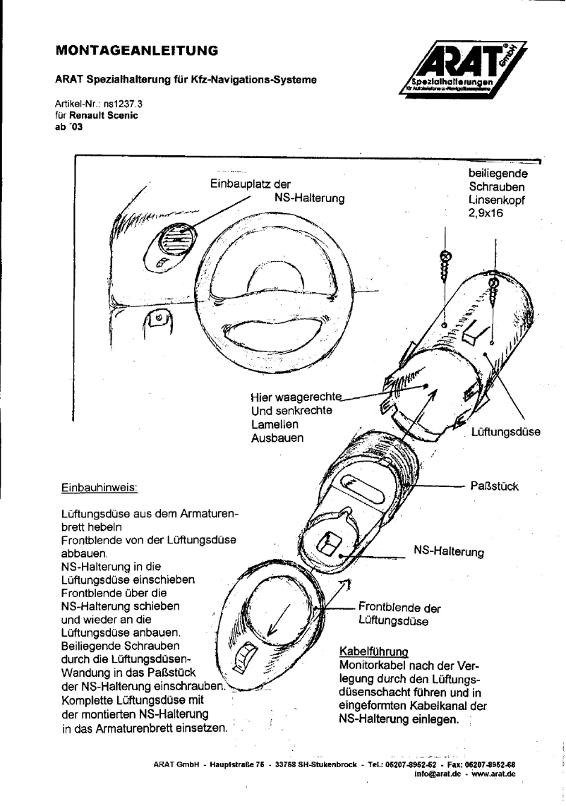 Page n°1 - Manuel utilisateur Arat NS1237.3