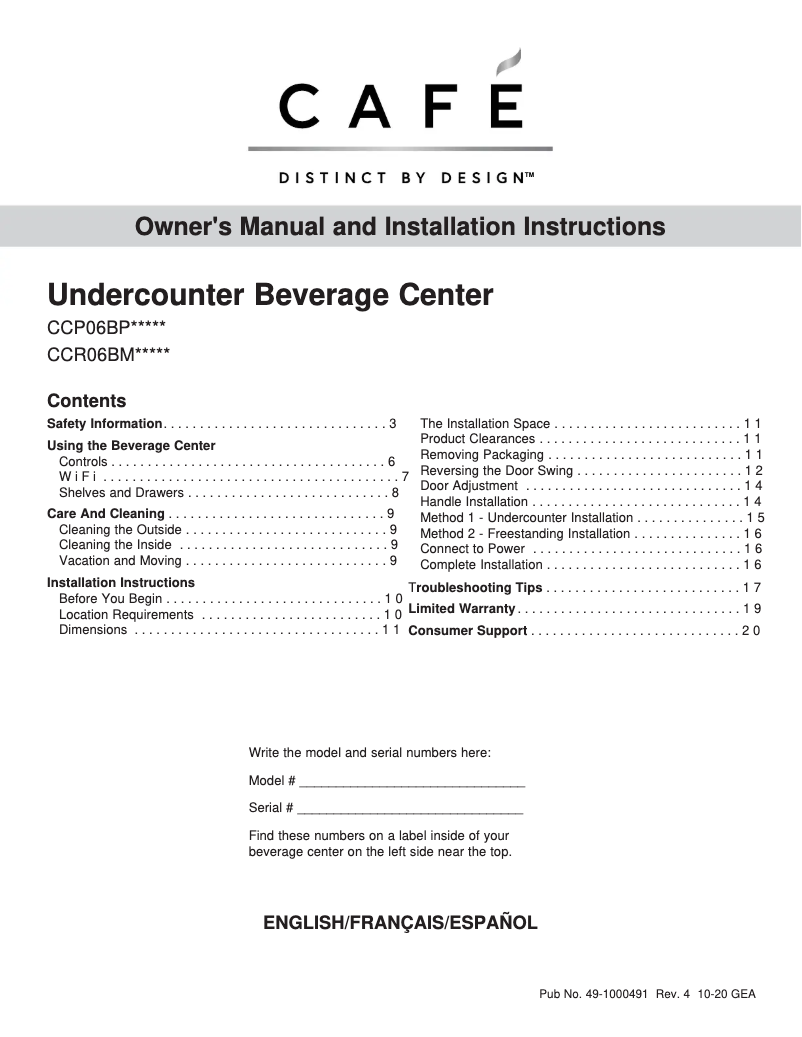 Image de la première page du manuel de l'appareil CCP06BP4PW2