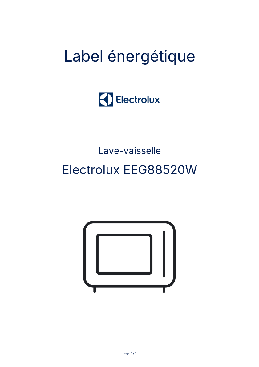 Page n°1 - Label énergétique Electrolux EEG88520W