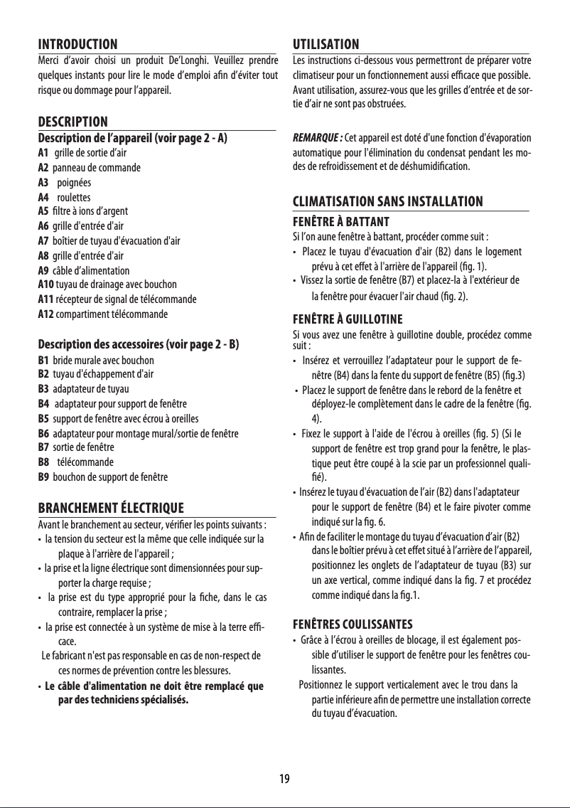 Page 1 de la notice Manuel utilisateur DeLonghi PACEL92HP