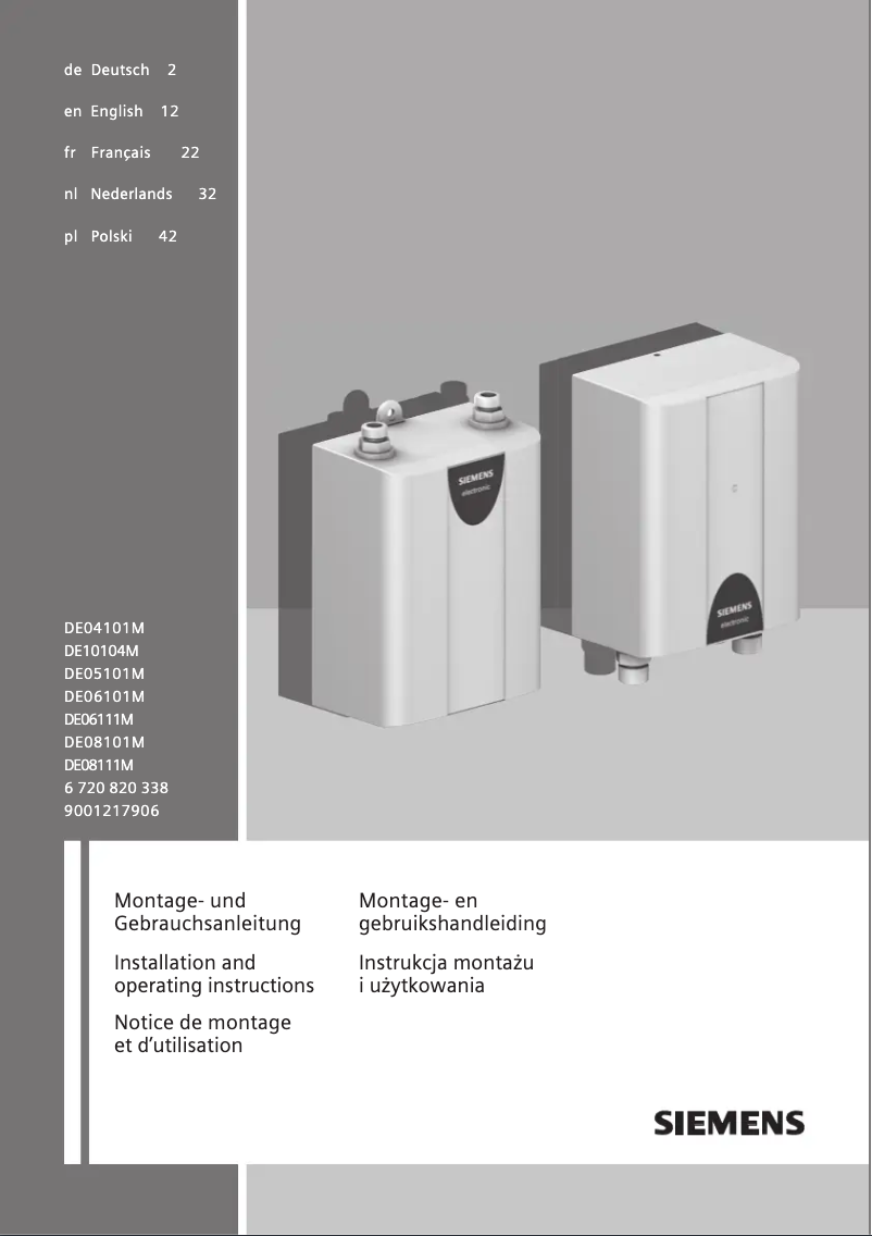 Page 1 de la notice Manuel utilisateur Siemens DH04101M