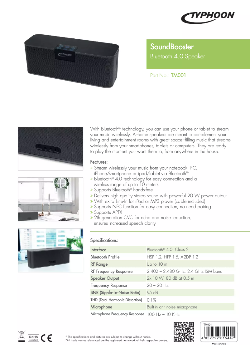 Page 1 of the manual User Manual Typhoon SoundBooster
