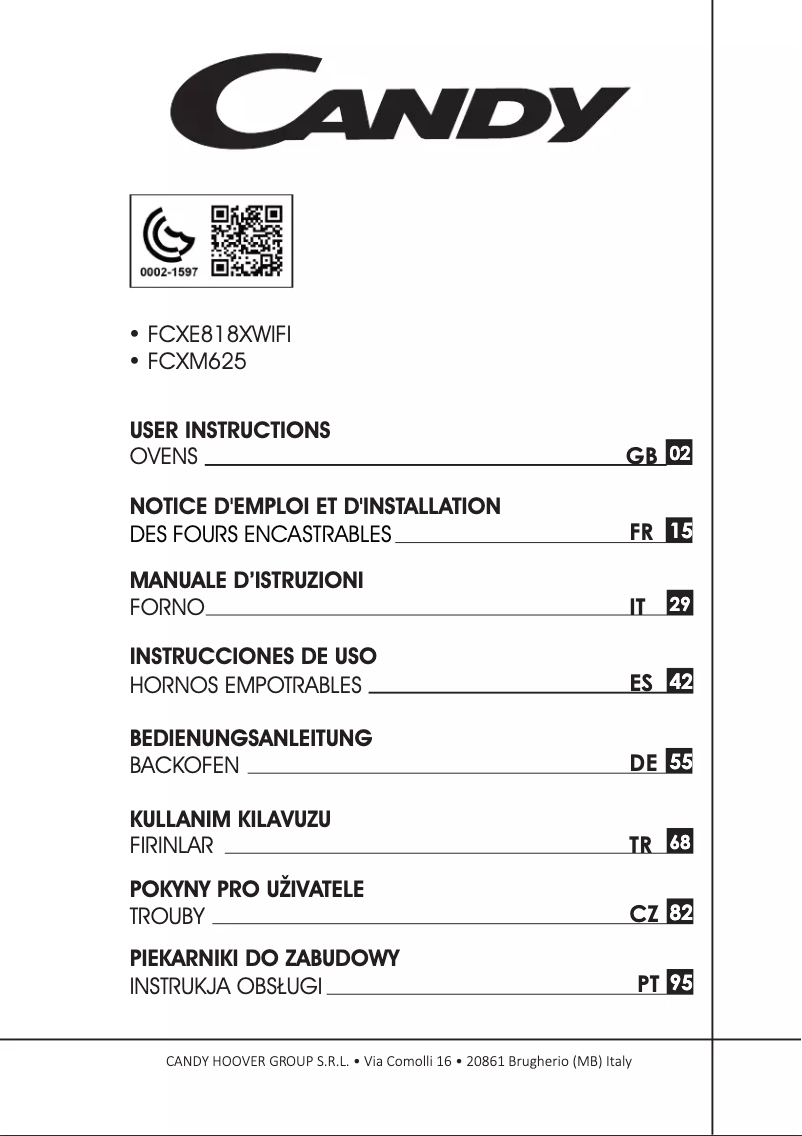 Page 1 de la notice Manuel utilisateur Candy FCXE818XWIFI/E