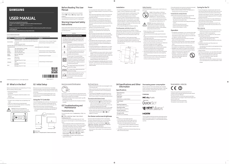 Page 1 de la notice Manuel utilisateur Samsung QA43LS05BBU