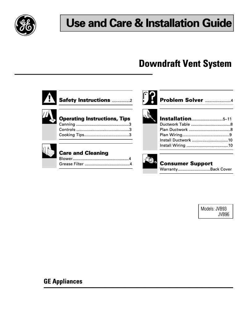 Page 1 of the manual Installation Guide GE Profile JVB96SASS