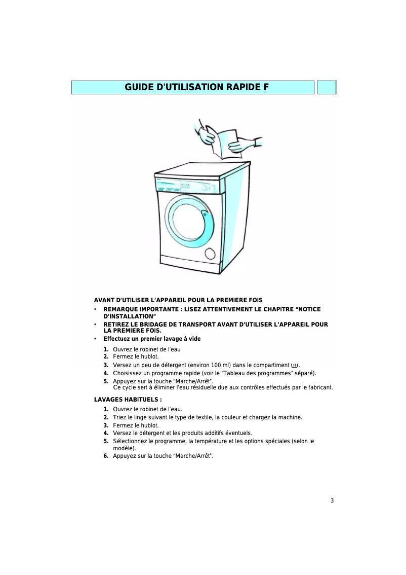 Page 1 de la notice Manuel utilisateur Ignis MIA 6000