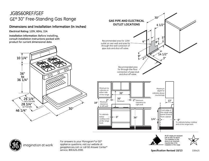 Page n°1 - Fiche technique GE JGBS60REFSS