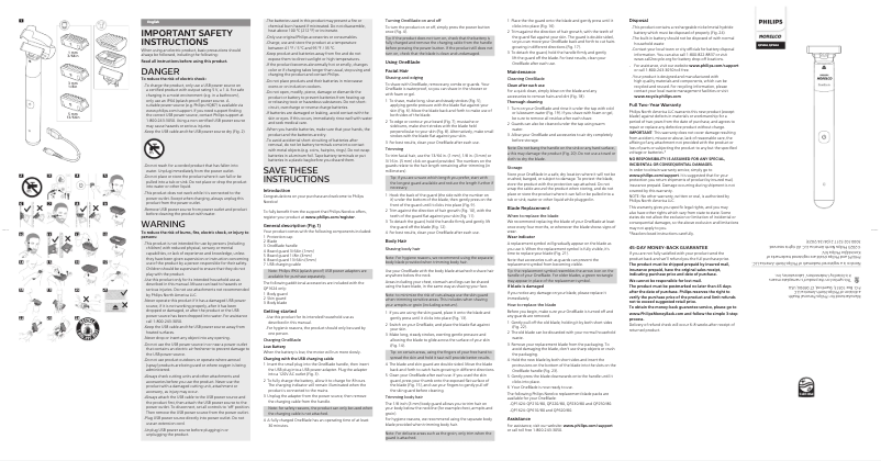 Page 1 of the manual User Manual Philips Norelco OneBlade QP1624