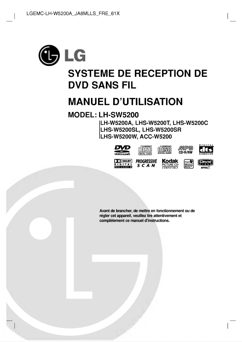 Page 1 de la notice Manuel utilisateur LG LH-SW5200