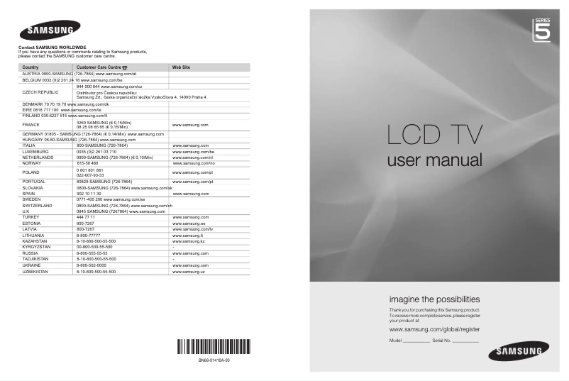 Image de la première page du manuel de l'appareil LE-46B550A5WQU