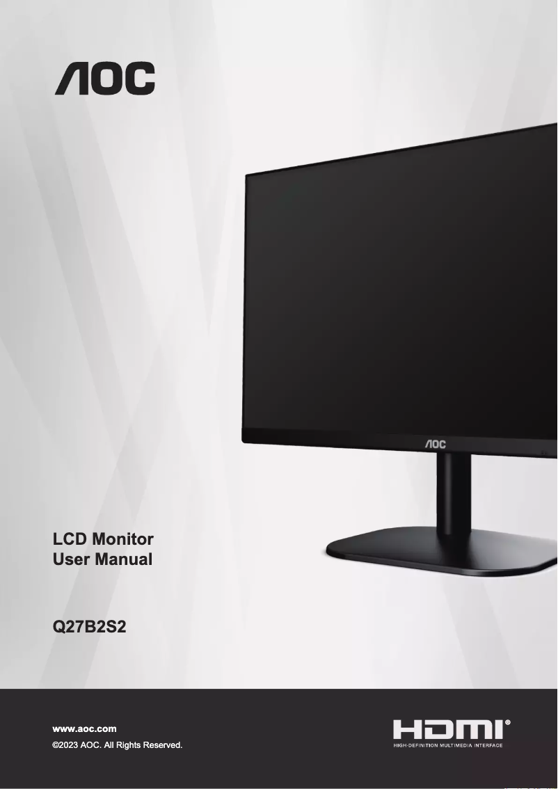 Page 1 de la notice Manuel utilisateur AOC Q27B2S2