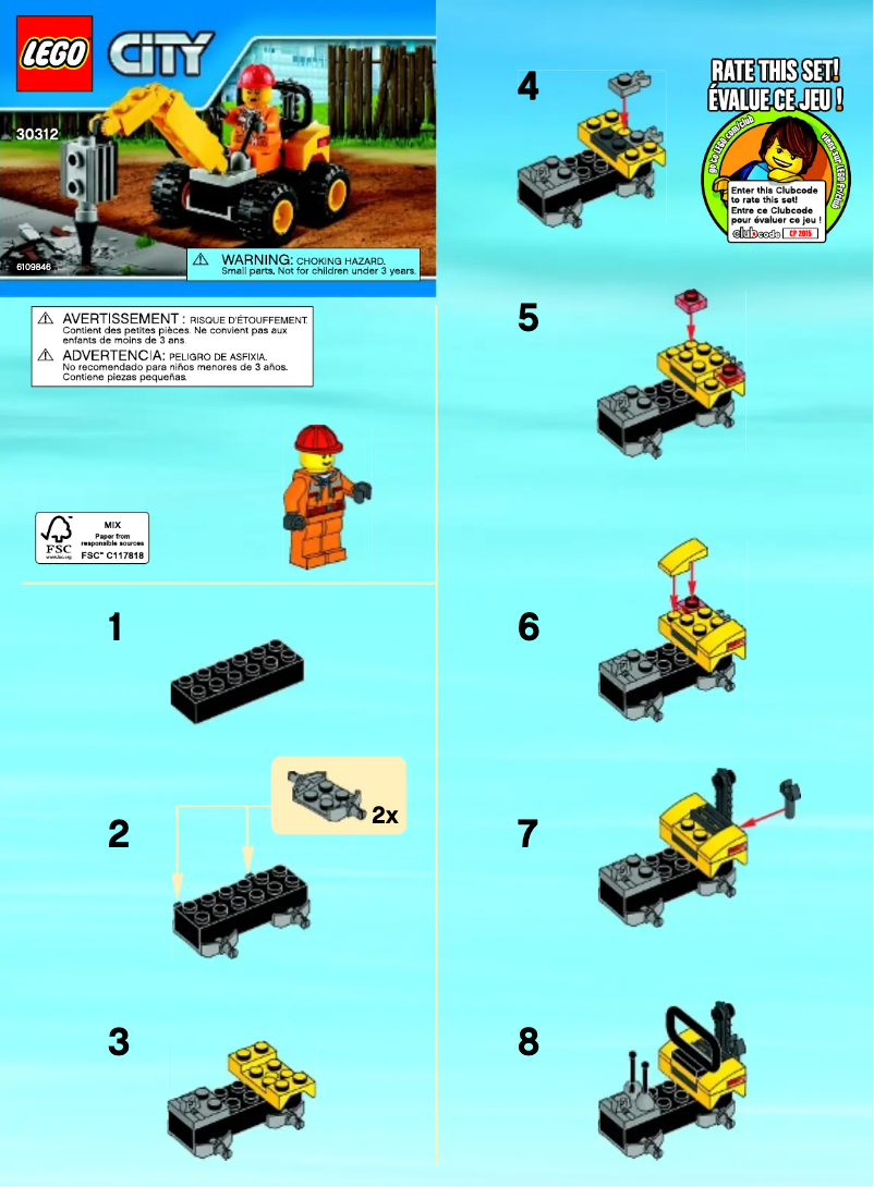 Page 1 de la notice Manuel utilisateur Lego City Demolition Driller 30312