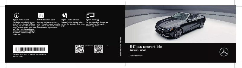 Page 1 de la notice Manuel utilisateur Mercedes-Benz E-Class Cabriolet (2020)