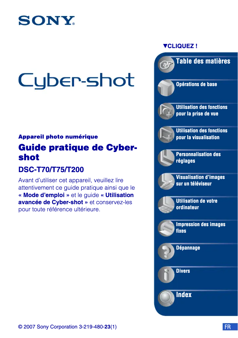 Page n°1 - Manuel utilisateur Sony Cybershot DSC-T70