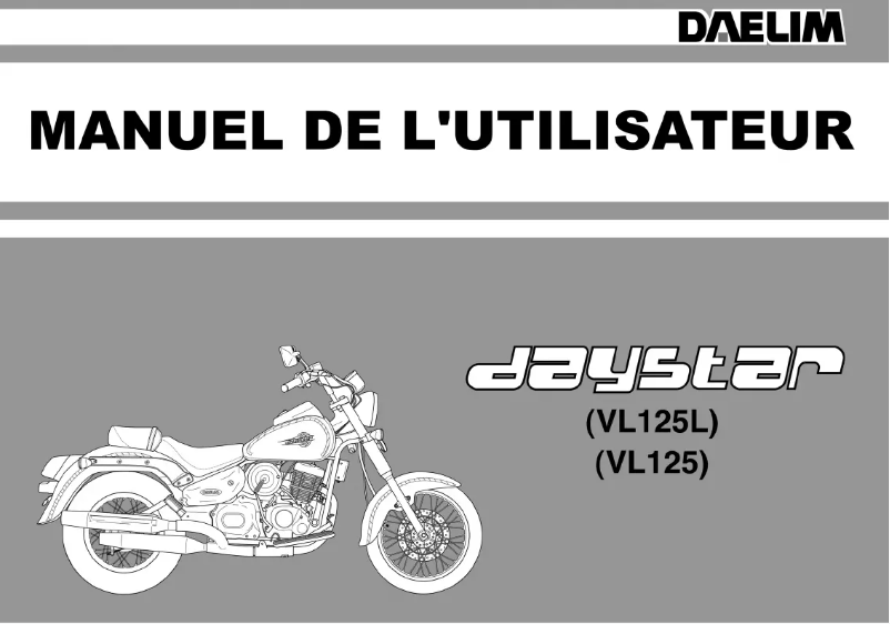 Page 1 de la notice Manuel utilisateur Daelim Daystar VL125L