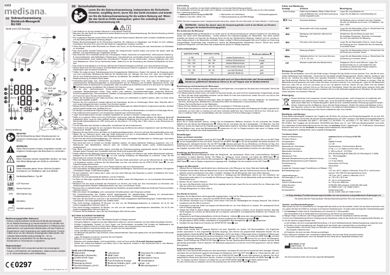 Page 1 de la notice Manuel utilisateur Medisana BU 565