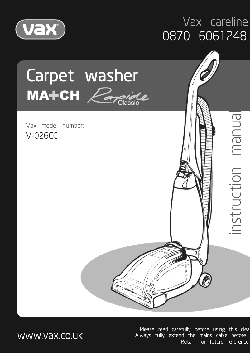 Imagen de la primera página del manual del dispositivo Match V-026CC