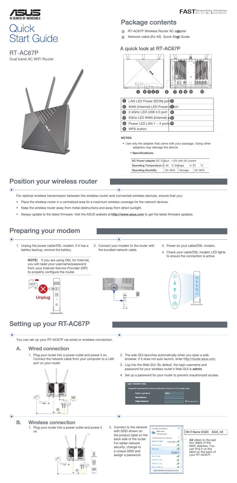 Page 1 de la notice Manuel utilisateur Asus RT-AC67P