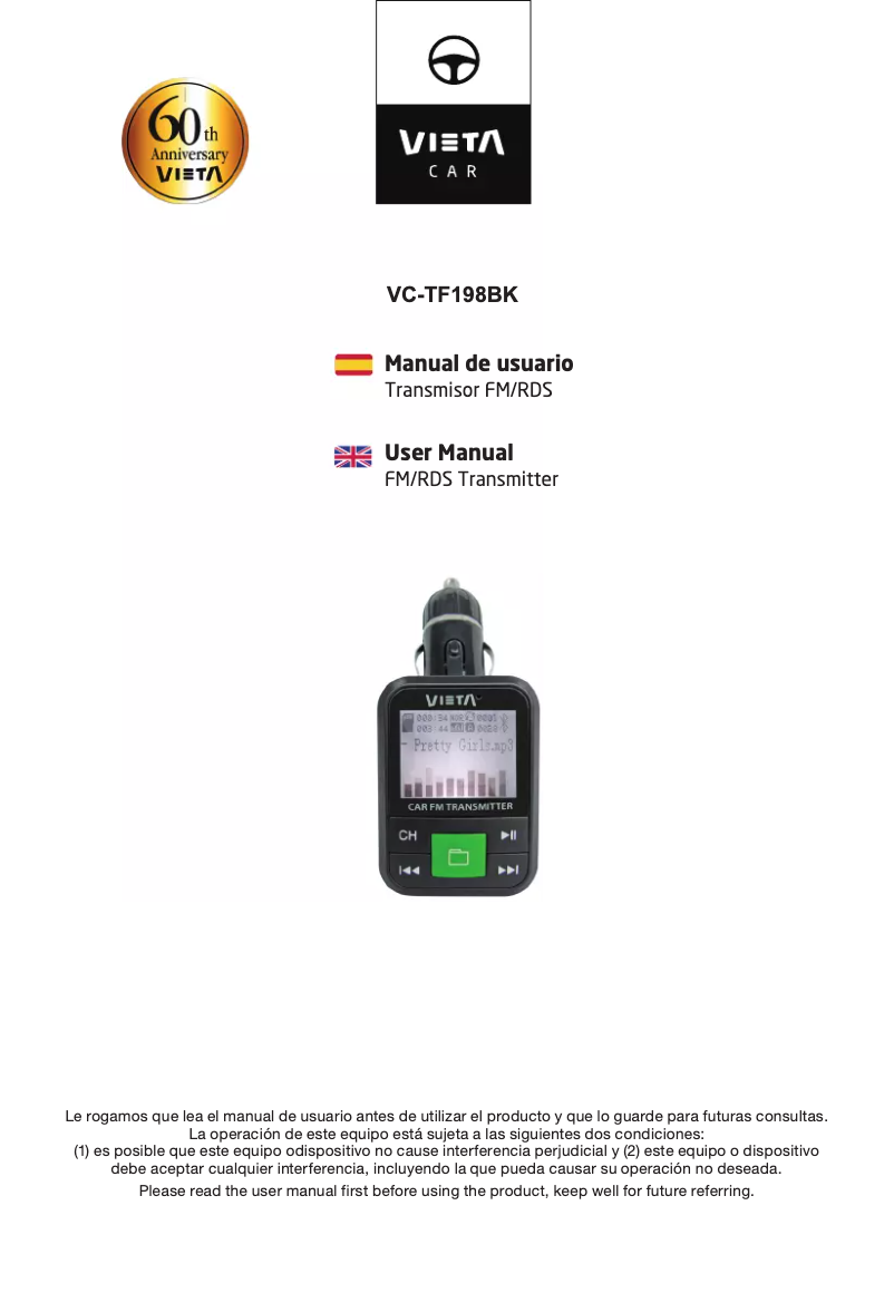 Page n°1 - Manuel utilisateur Vieta Audio VC-TF198BK