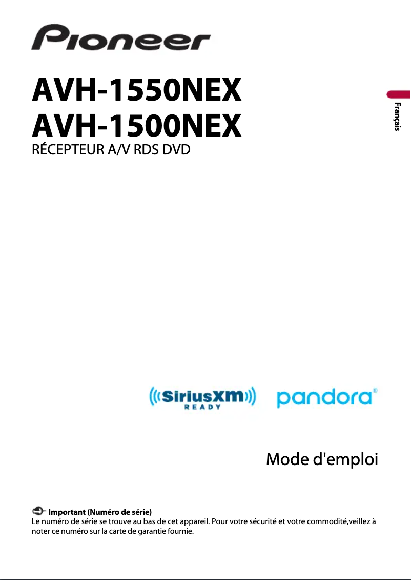 Image de la première page du manuel de l'appareil AVH-1500NEX