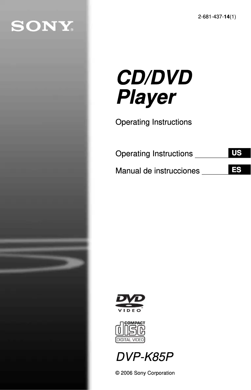Page n°1 - Manuel utilisateur Sony DVP-K85P