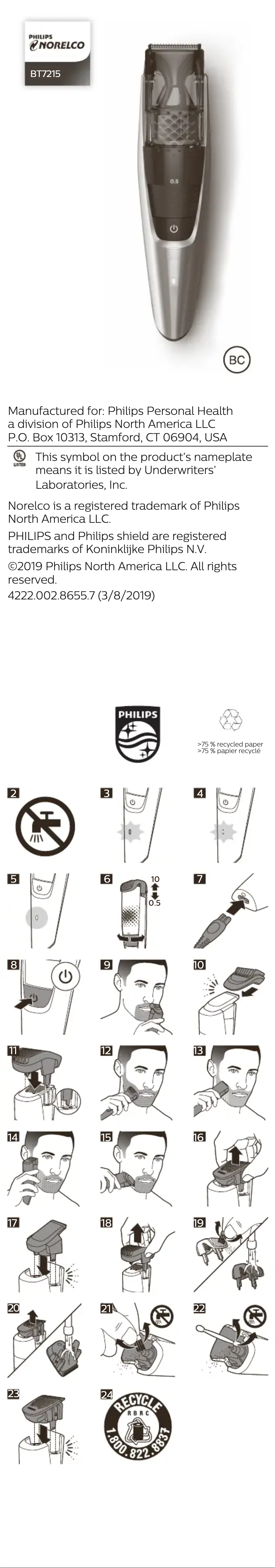 Page 1 de la notice Manuel utilisateur Philips Norelco BT7215