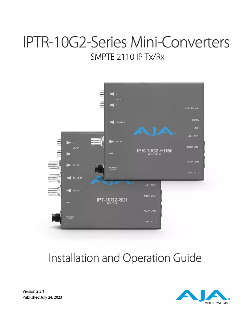 Página 1 del manual Manual de usuario AJA IPT-10G2