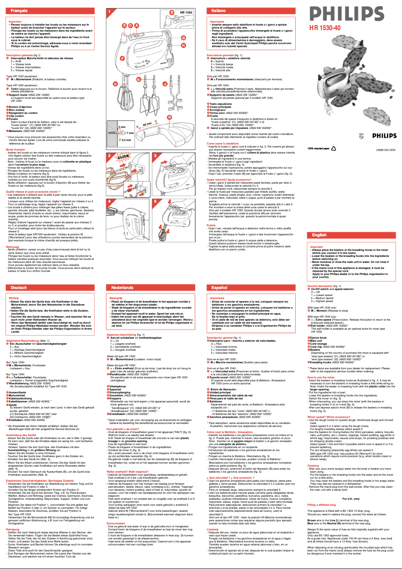 Page n°1 - Manuel utilisateur Philips Luxury HR1540