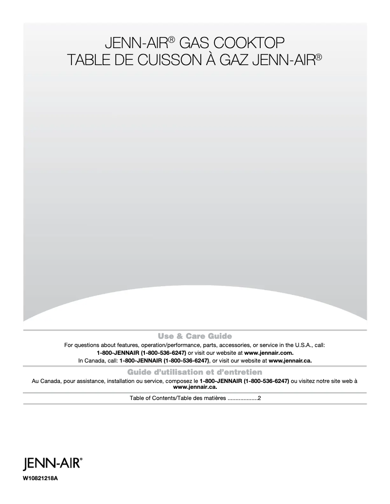 Page n°1 - Manuel utilisateur JennAir JGC2536EB