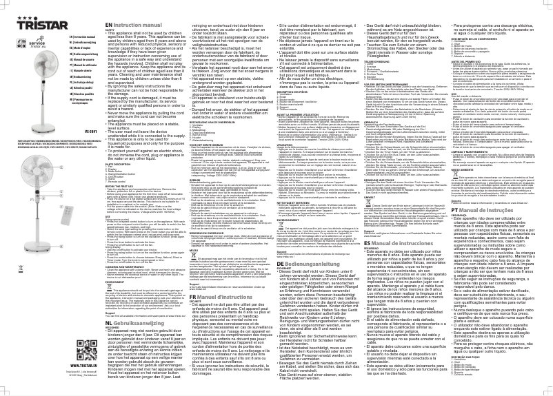 Page n°1 - Manuel utilisateur TriStar VE-5891