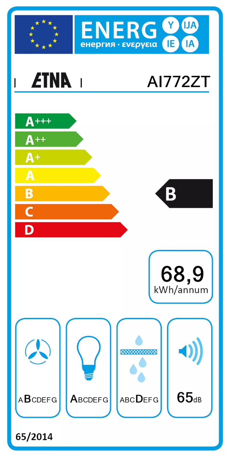 Page n°1 - Label énergétique Etna AI772ZT